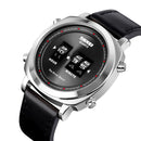 SKMEI 1519 Creative Rolling Time Display Leather Strap 30M Waterproof Men Watch Quartz Watch