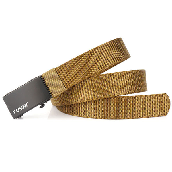 TUSHI 120cm Tactical Belt Military Security Elastic Waist Belt Automatic Buckle Casual Nylon Waistband