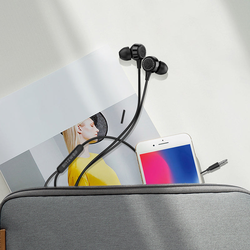 BlitzWolf BW-ES3 3.5mm In-ear Earphone 1.2m Elegant Graphene Dynamic Driver Stereo Earbuds IPX5 Waterproof Headphone with Mic