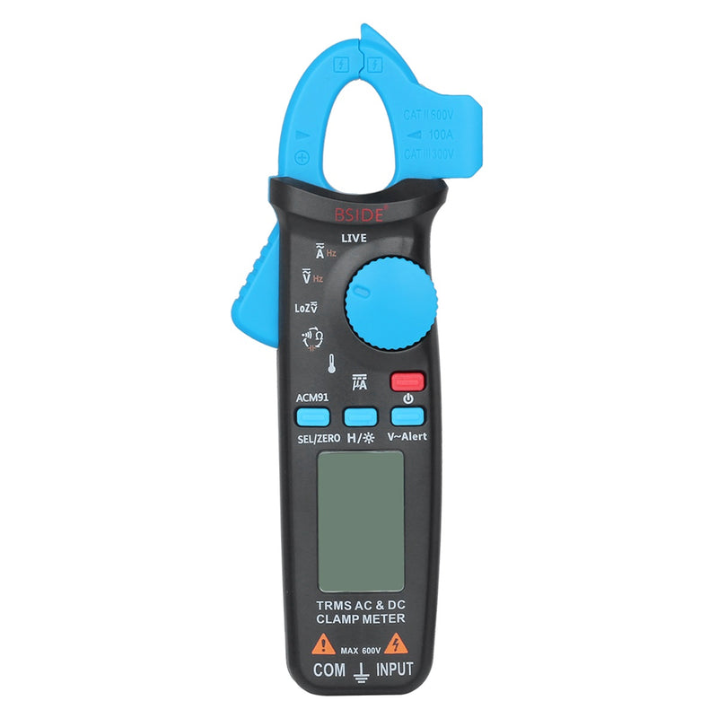 BSIDE ACM91 Digital AC/DC Current Clamp Meter Auto-Range Car Repair TRMS Multimeter Live Check NCV Frequency Capacitor Tester-Blue