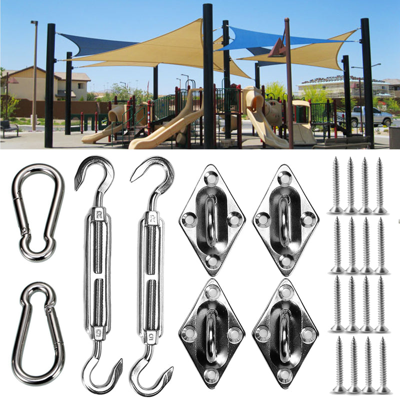 8Pcs Stainless Steel Outdoor Sun Sail Shade Canopy DIY Fixing Fittings Hardware Accessory Tools Kit
