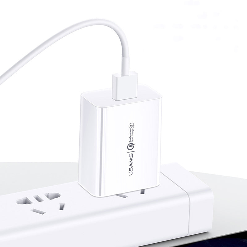 USAMS 18W Quick Charge 3.0 Fast Charging USB Charger For iPhone XS XR 11 Pro Huawei P30 Pro Mate 30 Xiaomi Mi9 9Pro S10+ Note 10