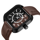 OULM HP3876 Date Display Fashionable Men Wrist Watch Leather Strap Quartz Watches