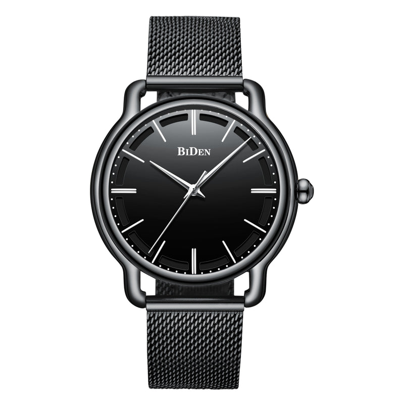 BIDEN 0114 Waterproof Business Style Men Wrist Watch Stainless Steel Band Quartz Watch