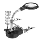 LED Helping Hand Clamp Magnifying Glass Soldering Iron Stand Lens Magnifier Tool