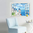 Miico Creative Fake Window Seaside Scene Removable Background Decorative Wall Decor Sticker