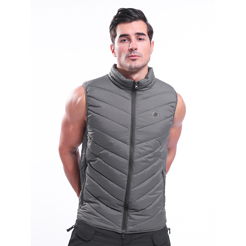 Electric Waistcoat Heated Cloth Jacket USB Thermal Warm Heated Coats Pad Body Warmer Gray