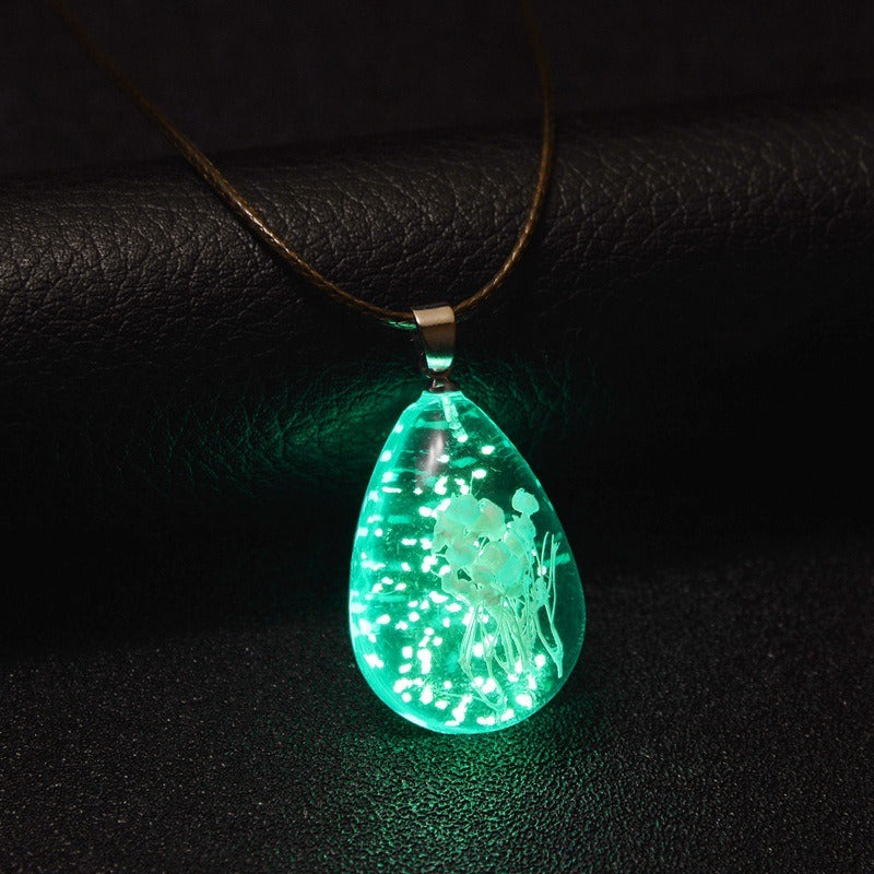 Luminous Starry Dried Flower Pendant Necklace Casual Style Necklace For Women