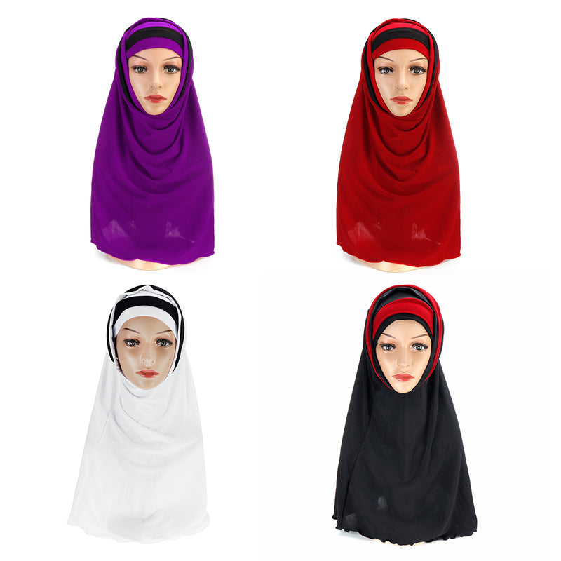 Women Girls Mask Hijab Lace Scarf Islamic Amira Headwear Shawls Headwraps