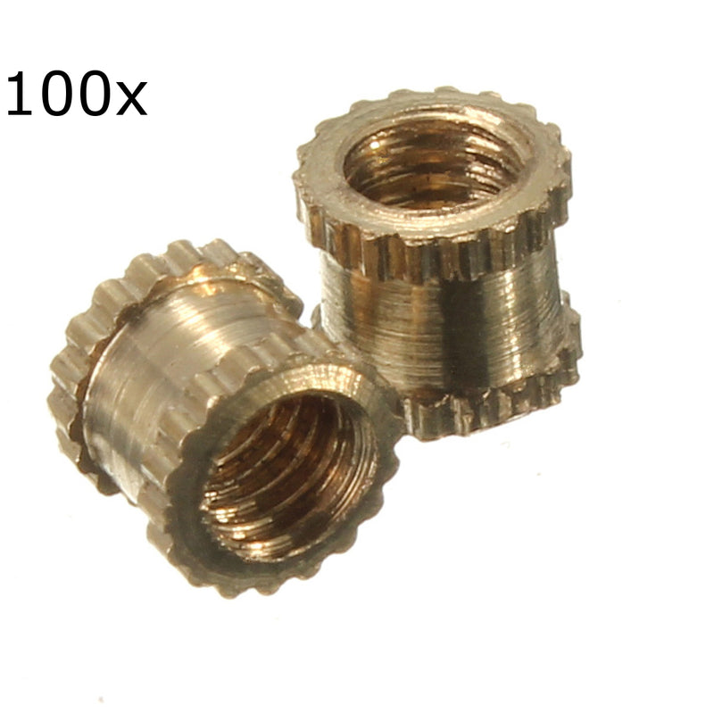 Suleve M3BN1 M3*4mm H62 Brass Knurl Nuts DIY Accessories 100pcs