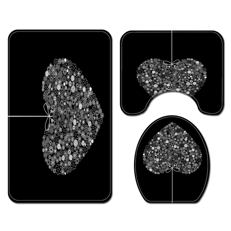 Honana 4PCS Bathroom Waterproof Shower Curtain Lid Toilet Cover Pedestal Rug Bath Mat Bathroom Decor