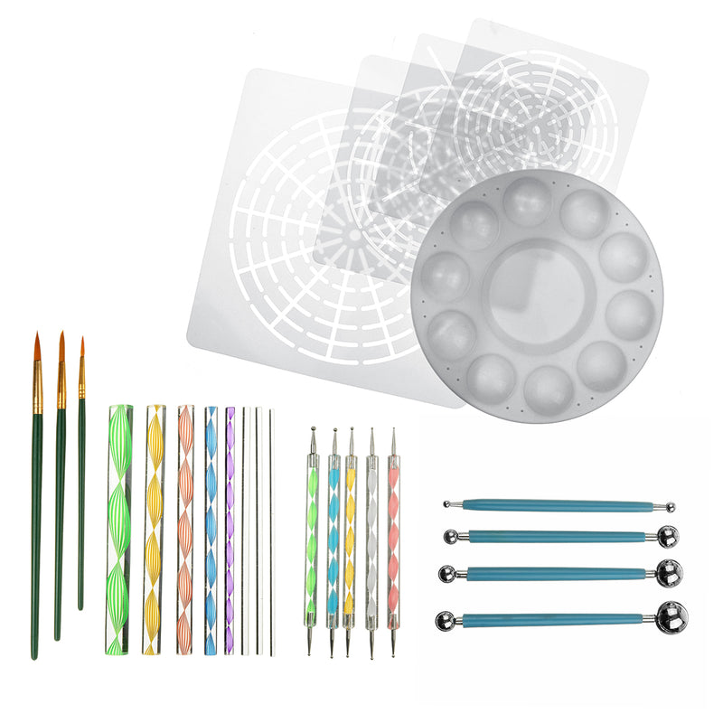 25pcs Mandala Dotting Tools Rock Painting Kit Dot Art Rock Pen Paint Stencil