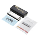 EASTTOP T10-B C Key 10 Holes Harmonica Blues Harp Stainless Steel Cover Plate with Plastic Box