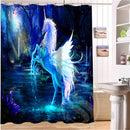 Bathroom Horse Shower Curtain Toilet Cover Mat & Pedestal Rug Mat & Bath Nonslip Mat