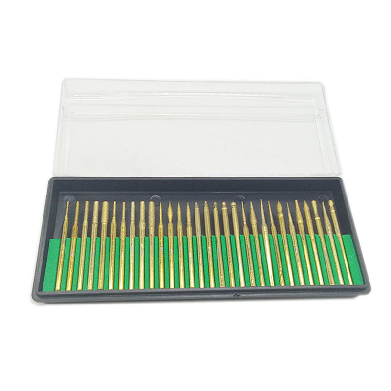 30pcs 3mm Titanium Diamond Grinding Head Grinder Drill Bit Abrasive Tool For Rotary Tool