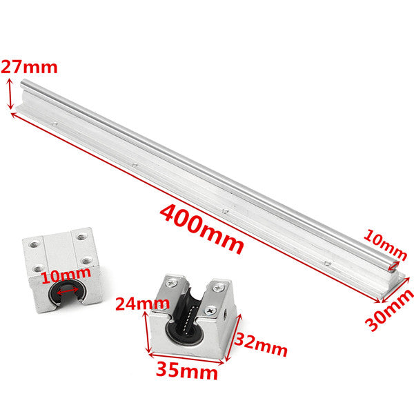 SBR10 L400mm Axis Linear Track Rails Shaft With 2pcs SBR10UU Block Bearing