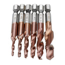 Drillpro 6pcs M3-M10 Combination Drill Tap Bit Set HSS 6542 AlTiN Coated Deburr Countersink Drill Bits