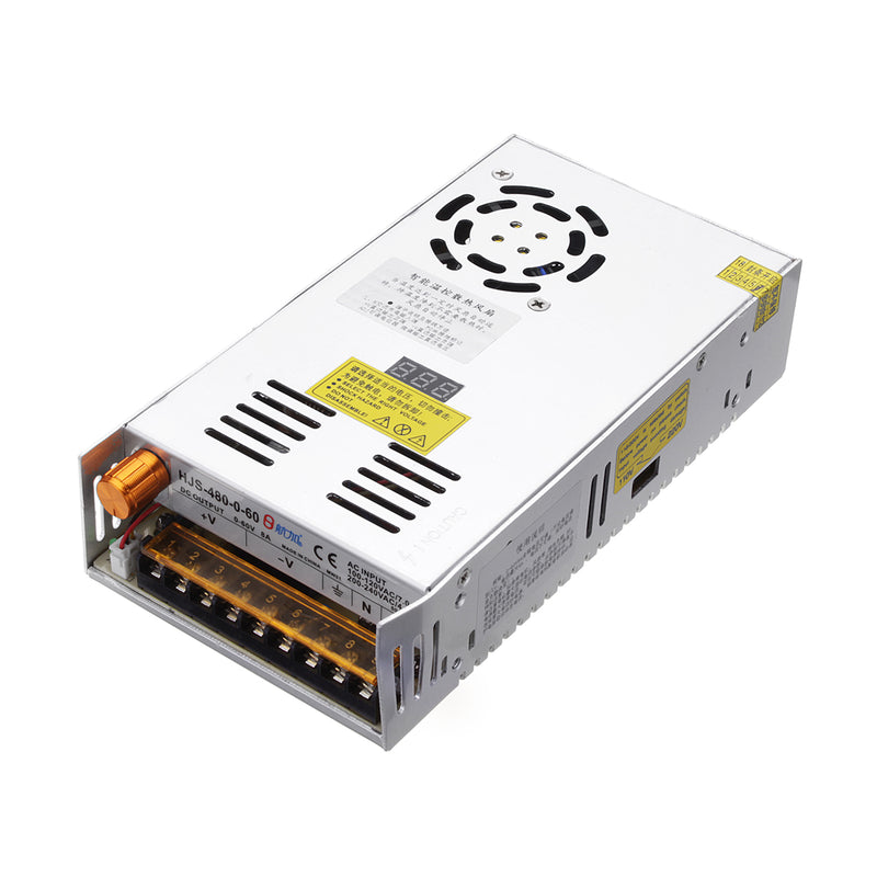 AC 110/220V to DC 0-60V 8A 480W Adjustable Regulated Switch Power Supply Driver Transformer W/ LCD Display for LED Strips