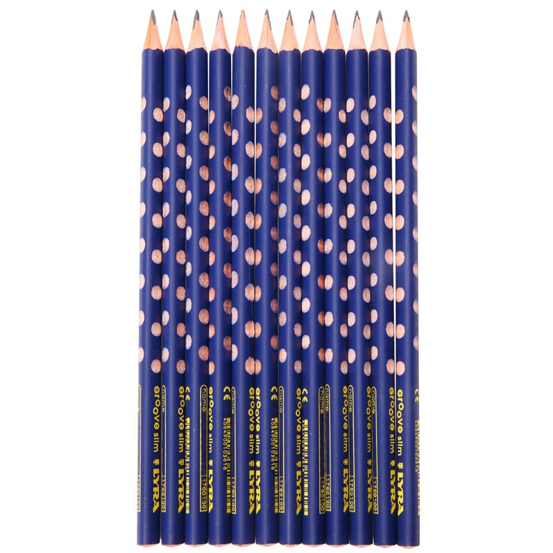 Lyra 1760102 12 Pcs/Set Wooden Sketch Pencils Groove Slim Hole Correction Writing Posture Grip Position Painting Drawing Pencil HB 2B 2H