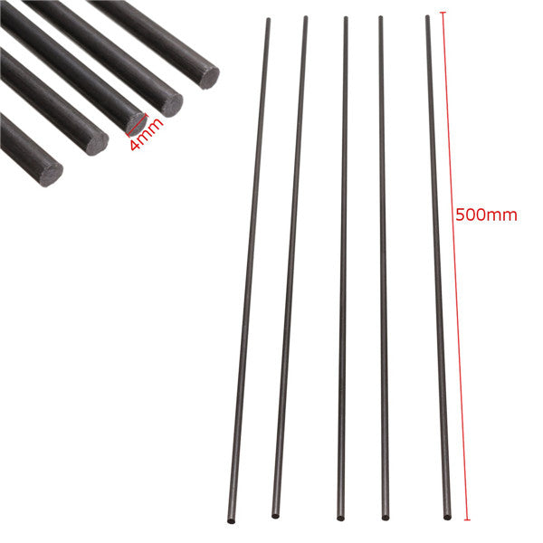 5pcs Black 4mm Diameter x 500mm Carbon Fiber Rods For Sand Table RC Airplane