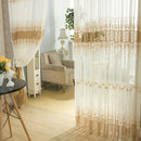 2 Panel White Jacquard Printed Sheer Tulle Curtains Bedroom Living Room Hollow Out Window Screening