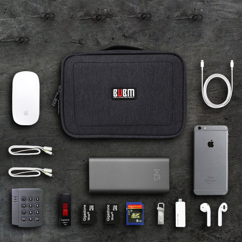 BUBM DPS-S Double Layer Electronics Accessories Cable Organizer Data Cable Storage Bag Carry Case