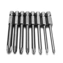 8pcs 75mm Magnetic Long Hex Cross Head Screwdriver Bits Set