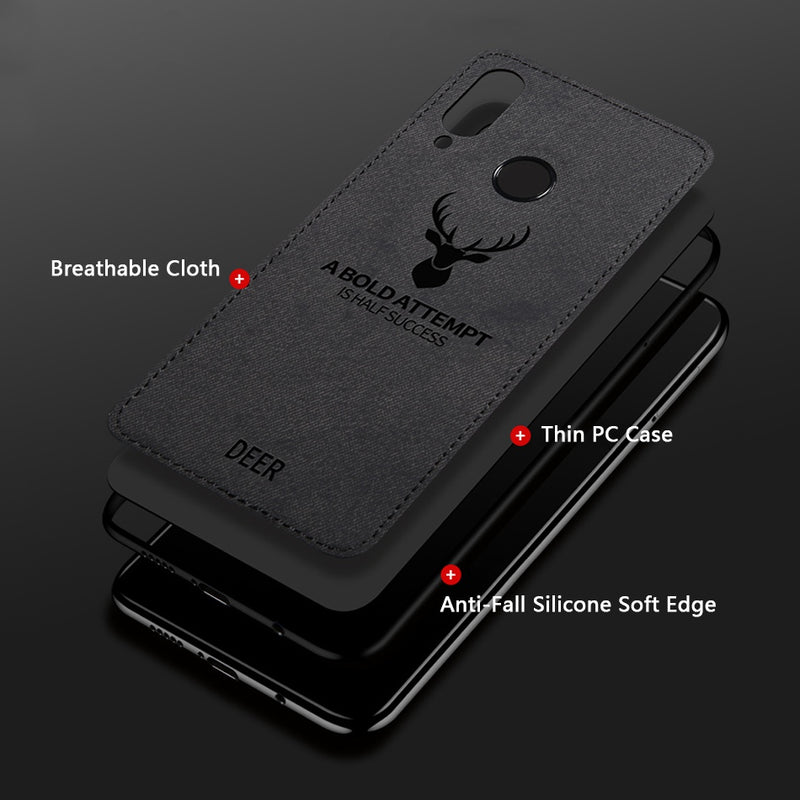 BAKEEY Deer Shockproof Cloth&TPU Protective Case For Xiaomi Redmi Note 7 / Redmi Note 7 Pro