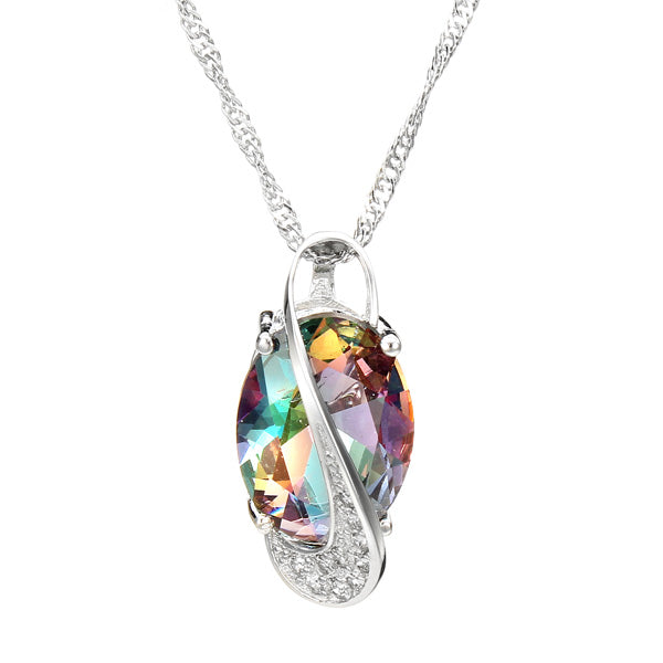 18K Platinum Plated Zircon Gemstone Oval Shape Jewelry Set