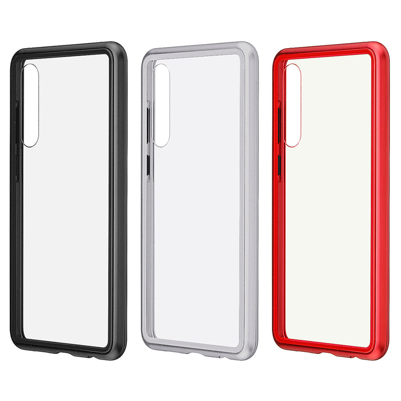 BAKEEY Magnetic Adsorption Metal Bumper Tempered Glass Flip Protective Case for HUAWEI P30