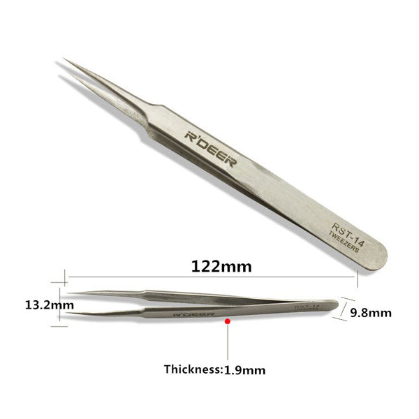 6pcs R'DEER RST10-15 High-Precision Stainless Steel Pointed Tweezers Electronics Tweezers Set