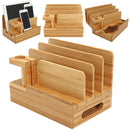 Bamboo Charging Dock Stand Holder Organizer For Apple Watch Smart Phone Tablet