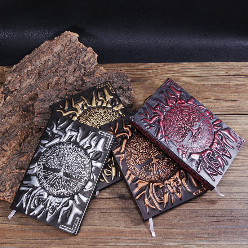 Embossed notebook retro PU notepad manual diary business notebook