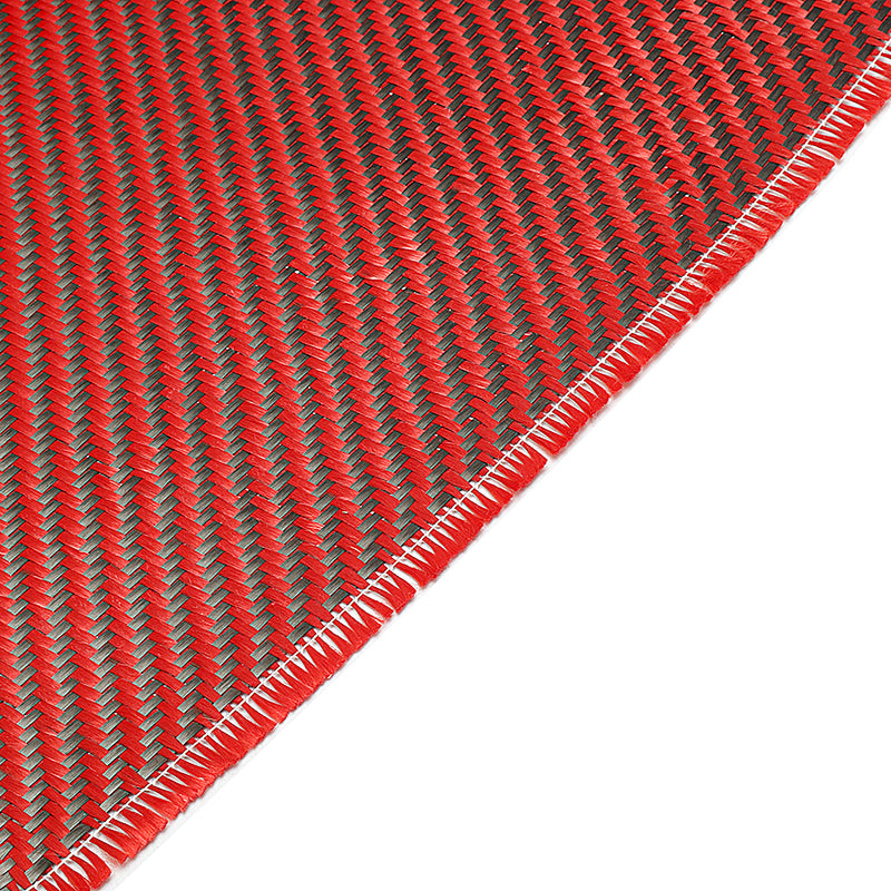 1m 3K 200g Red Carbon Fiber Hybrid Fabric Cloth Twill Weave Cloth High Strength for Building Bridge Construction Repair