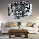 Miico Hand Painted Four Combination Decorative Paintings Tiger Head Wall Art For Home Decoration