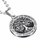 REZEX Fashion Titanium Steel Necklace Wishing Tree Pendant Tree of Life Men's Gift With Case