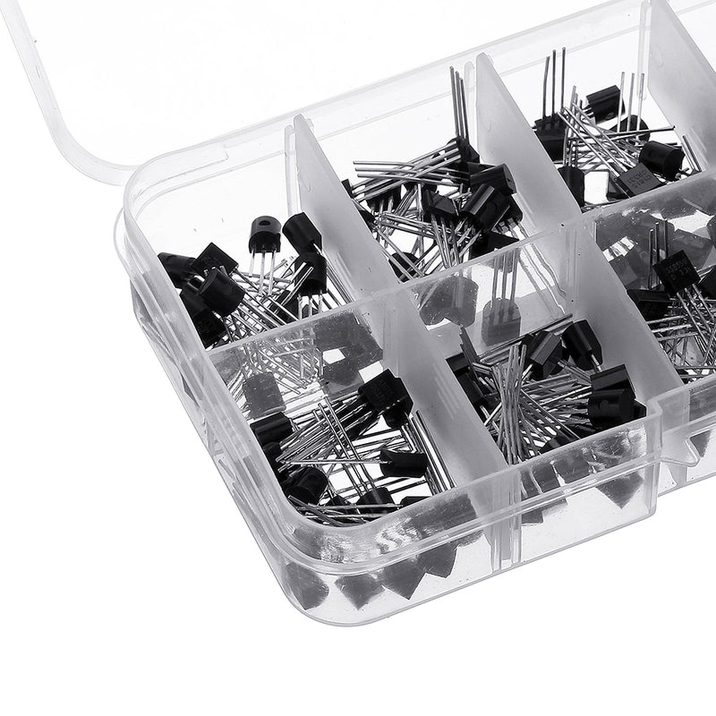 600Pcs Transistor Assortment Kit BC337 BC327 2N2222 2N2907 2N3904 2N3906 S8050 S8550 A1015 C1815 10 Value Transistors Box