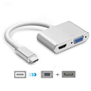 AUGIENB USB-C Type-C To 4K 30HZ + VGA 1080P Adapter For Smart Phone Laptop Tablet PC Macbook