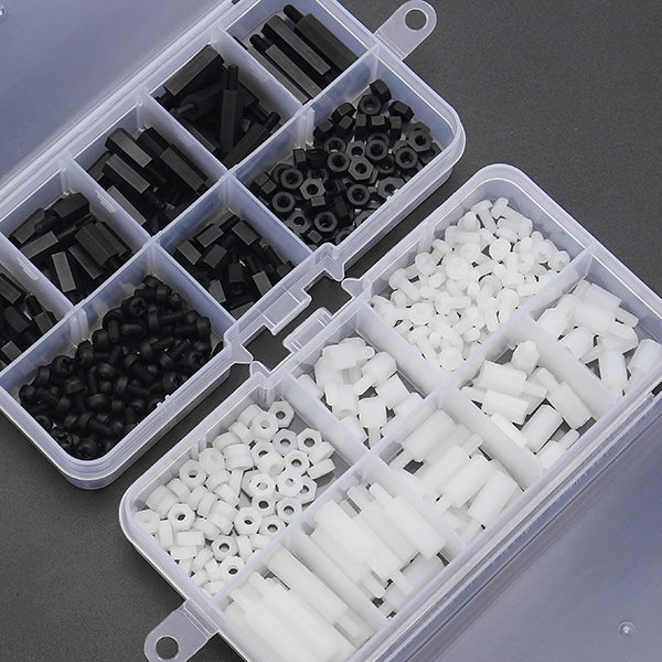 Suleve M3NH11 M3 Nylon Screw Black White Hex Screw Nut PCB Standoff Assortment Kit 180Pcs
