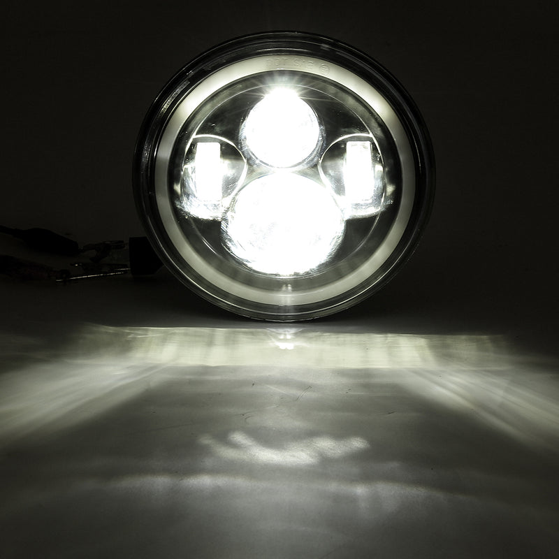 7'' 75W 6000K DRL Amber Halo Angle Eyes Projector LED Round Headlights Hi/Lo Beam Turn signal Light For Harley/Yamaha/Jeep