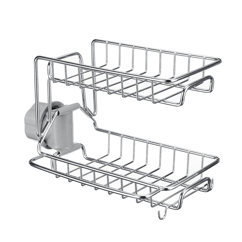 2 Layers Drain Rack Kitchen Sink Faucet Sponge Soap Cloth Storage Drying Holder