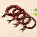 Natural Siam Rosewood Beads Buddha Bead Elastic Bracelet for Women Men