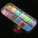 12 Grid Nail Art Acrylic 3D Rhinestone Glitters Beads Studs DIY Tips Decoration