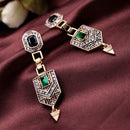 Retro Emerald Diamond Ear Drop Rhinestone Earring Long Style Earrings For Women