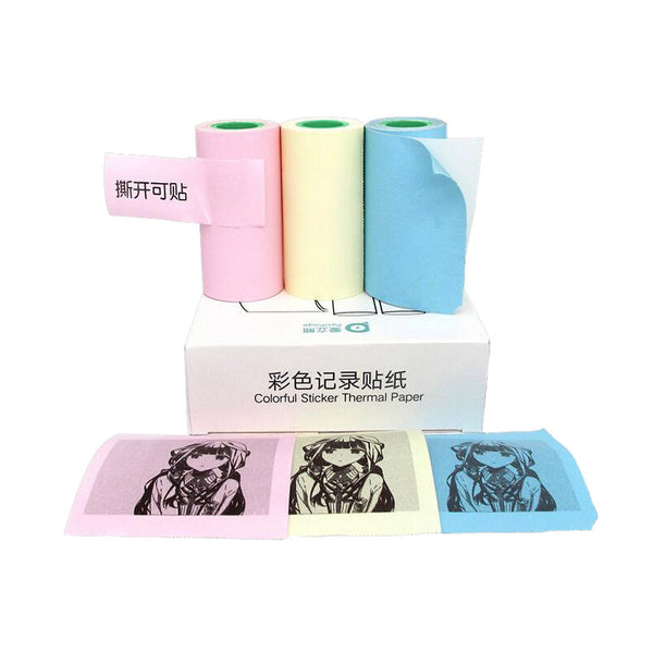 Peripage C5730B 3 Rolls 57x 30mm Colorful Thermal Receipt Sticker Paper for 58mm Thermal Wireless Printer