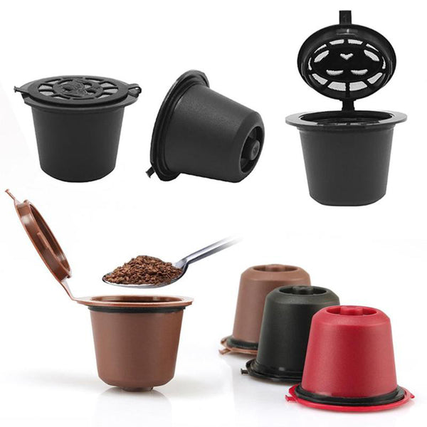 6Pcs/Set 50-100ml Refillable Coffee Capsule Cup Reusable Coffee Pods w/ Coffee Spoon Brush for Nescafe Dolce Gusto Brewer