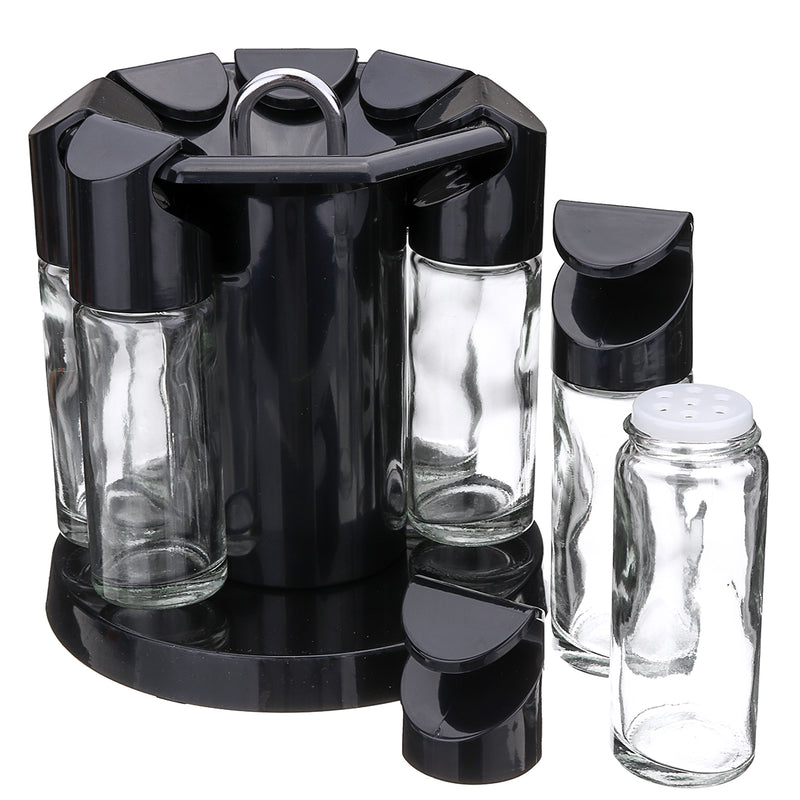 8 Jars Rotating Spice Rack Carousel Kitchen Storage Container Holder Revolving Herbs