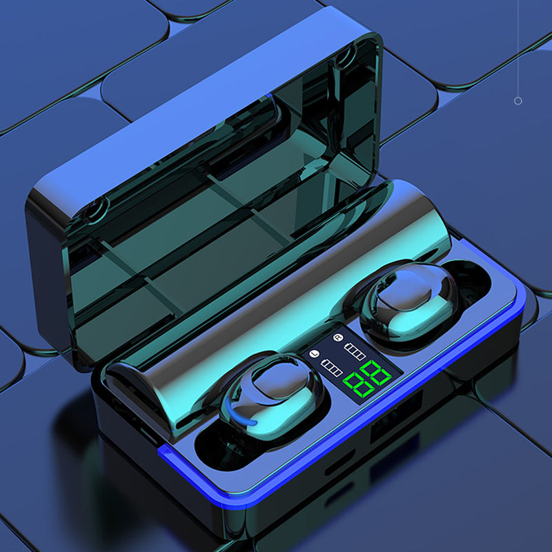 Portable TWS bluetooth 5.0 Earphone Wireless Earbuds 6D Heavy Bass LED Display IPX7 Waterproof Headphone with Mic for iPhone Xiaomi Huawei