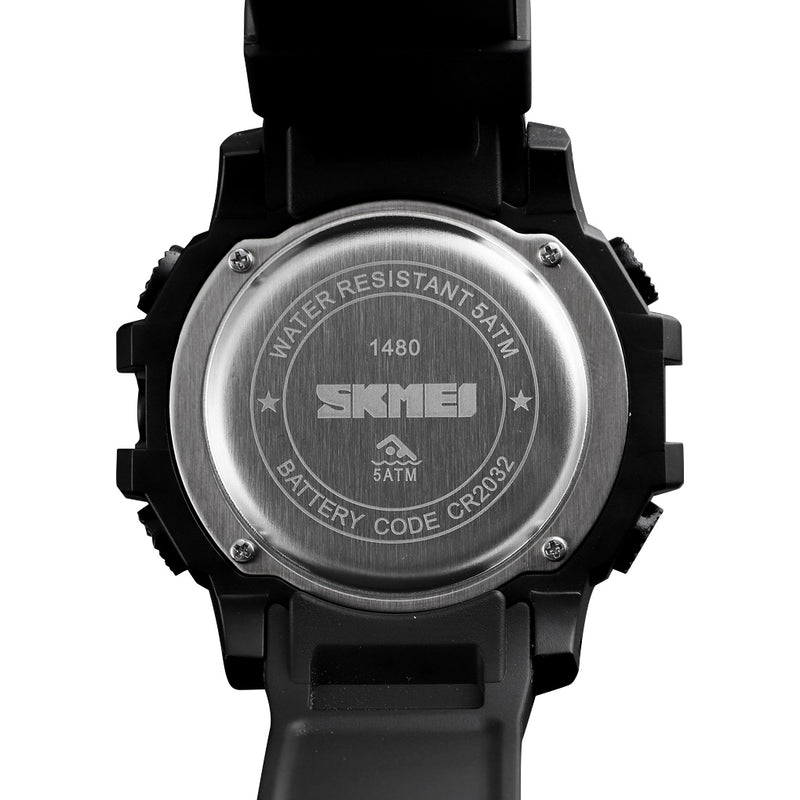 SKMEI 1480 Men Fashion Luminous Display Alarm Clock Compass Calories Distance Modes Smart Digital Watch
