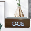 LED Mirror Alarm Clock Digital Snooze Table Clock Wake Up Temperature Display
